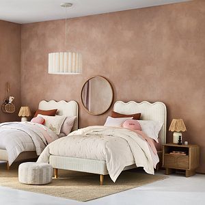 Restoration Hardware Girls Bedroom, Wavy Bed, Guest Bedroom Beds, Kids Unicorn Bedroom, Large Kids Bedroom, Kids Full Bed, Girls Headboard, Modern Kids Bedroom Furniture, Kids Floor Cushions