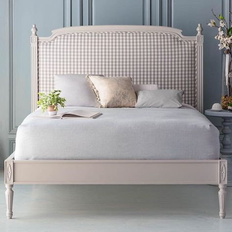 Upholstered Bed With Footboard, French Furniture Design, Classic Bedroom Furniture, French Headboard, Hidden House, Steel Bed Frame, French Bed, Beautiful Bed, Steel Bed