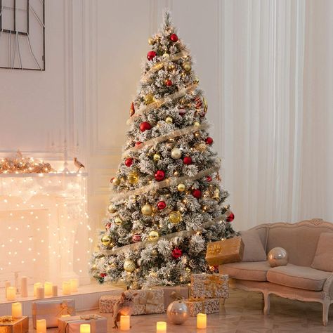 9ft Christmas Tree, Christmas Tree 2023, Tree With Snow, Christmas Tree Snow, Future Christmas, Christmas Tree Inspo, Faux Christmas Trees, Led Christmas Tree Lights, Frosted Christmas Tree