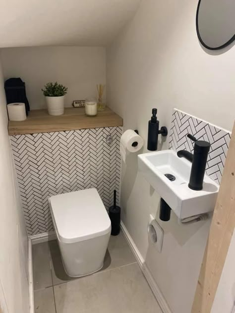 Under The Stairs Toilet, Under Stair Toilet, Toilet Under Stairs, Under Stairs Bathroom, Under Stairs Toilet, Tiny Toilet, Downstairs Toilet Ideas, Understairs Toilet, Stairs Bathroom