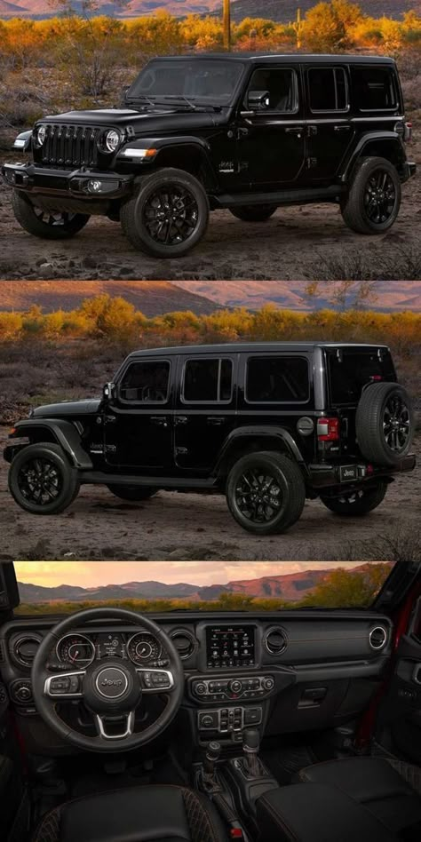 Black Jeep Wrangler High Altitude, Black On Black Jeep Wrangler, Jeep Types, Luxury Jeep Wrangler, Blacked Out Jeep Wrangler, Cool Jeeps Wrangler, Jeep Wrangler High Altitude, All Black Jeep, Jeep Wrangler Aesthetic