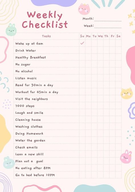 Daily Routine Schedule Checklist, Weekly Planner Checklist, Daily Routine Schedule Journal, Daily Routine Wallpaper Aesthetic, Weekly Planner Colorful, To Do List Ipad Template, Digital Checklist Template, Week Routine Daily Schedules, How To Make Daily Planner