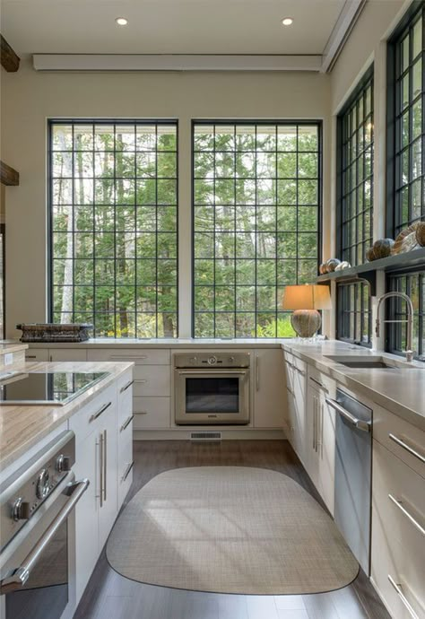 Kitchen Tiny, Kitchen Window Design, Narrow Kitchen, Lots Of Windows, Galley Kitchen, Transitional Kitchen, Tiny Kitchen, Black Kitchen, Island Ideas