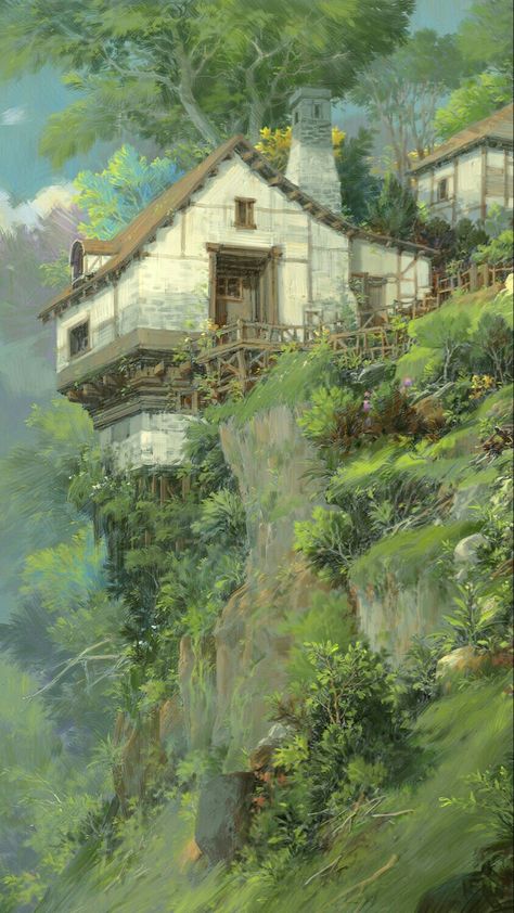 Fantasy House, Environment Art, Fantasy Setting, Fantasy Places, Forest House, Fantasy Art Landscapes, Landscape Illustration, Fantasy Concept Art, 판타지 아트