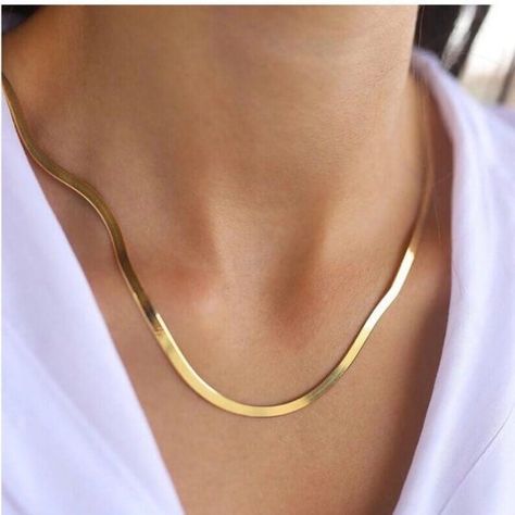 Snake Chain Gold, Gold Herringbone Chain, Flat Snake Chain, Gold Snake Chain, Herringbone Chain, Herringbone Necklace, Snake Chain Necklace, Gold Rope Chains, Silver Chain Style