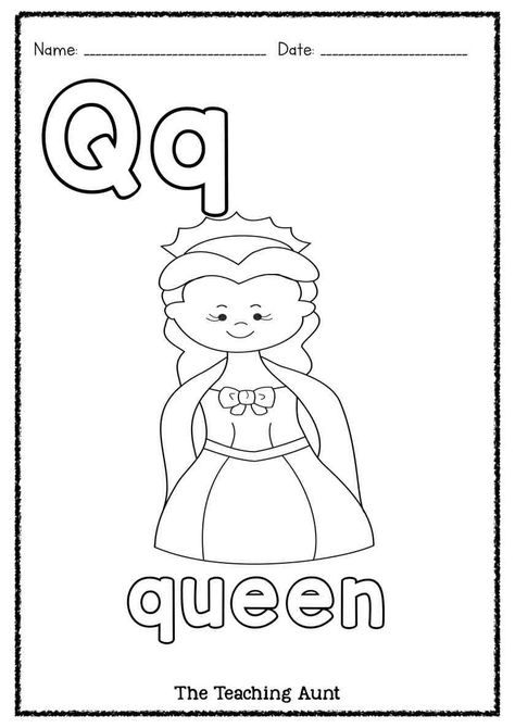 Q is for Queen Art and Craft - The Teaching Aunt Preschool Bears, Q For Queen, Q Is For Queen, Letter Q Worksheets, Alphabet Wall Cards, Preschool English, Free Printable Alphabet Worksheets, Alphabet Letter Activities, Letter Worksheets For Preschool