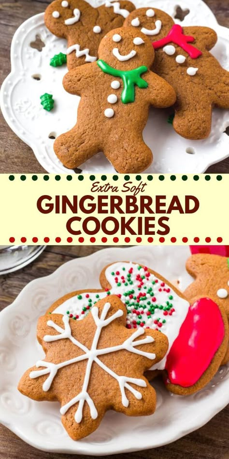 Icing For Gingerbread Cookies, Healthy Gingerbread Cookies, Best Gingerbread Cookies, Chewy Gingerbread Cookies, Soft Gingerbread, Soft Gingerbread Cookies, Dinner Recipes Ideas, Xmas Baking, Ginger Bread Cookies Recipe