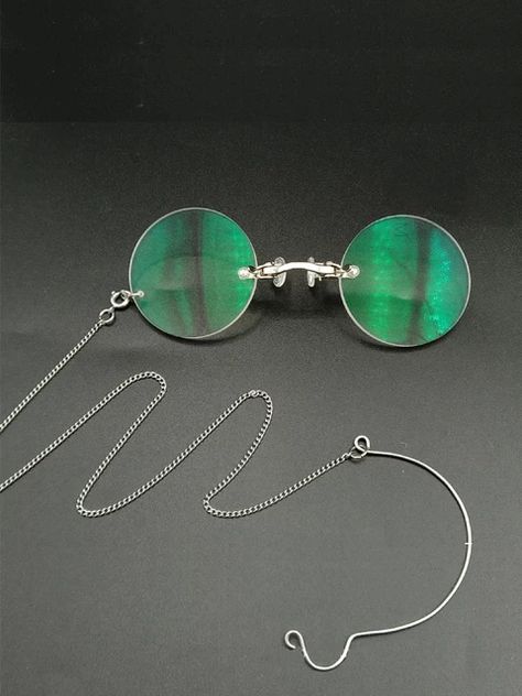 Anti-ancient glasses with round myopia or presbyopic lenses spectacles with silver nose clip,with Chain in , opera glasses _ - AliExpress Mobile Glasses With Chain, Clown Stuff, Opera Glasses, Unique Glasses, Eye Prescription, Nose Clip, Prescription Eyewear, Character Inspo, Unisex Sunglasses