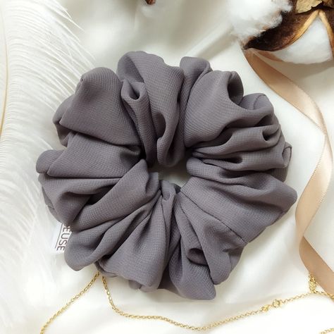 Chiffon Scrunchie, Fluffy Scrunchies, Scrunchies, Chiffon, Grey, Photography