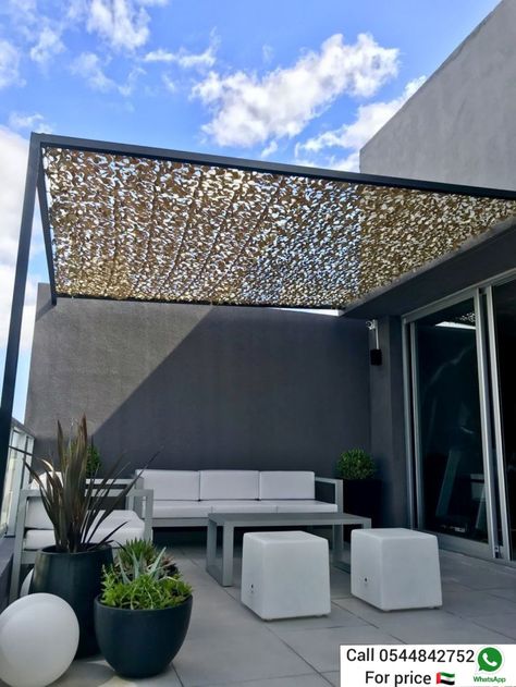 Pergola manufacturer in UAE 🇦🇪 Pergola Seating Area, Terraced Patio Ideas, Pergola Seating, Camo Netting, Media Sombra, Swimming Pool Ideas, Rooftop Terrace Design, Garden Swimming Pool, Casa Exterior