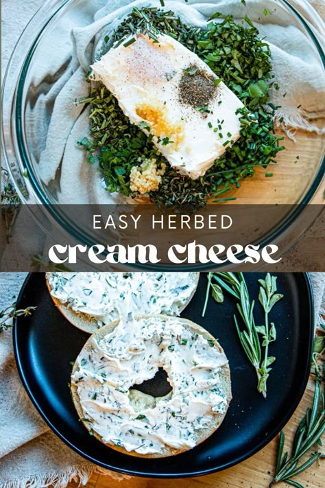 Bagel Spread Recipes, Herb Cream Cheese Recipe, Flavored Cream Cheese, Herb Cream Cheese, Cream Cheese Spread Recipes, Bagel Spread, Flavored Cream Cheeses, Cheese Spread Recipes, Cream Cheese Sandwiches