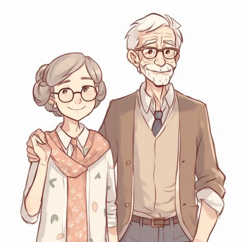 Old Couple Cartoon, Cute Old Couples, Frame Story, Elderly Couples, Old Couples, Digital Portrait Art, Ramadan Quotes, Couple Drawings, Couple Cartoon