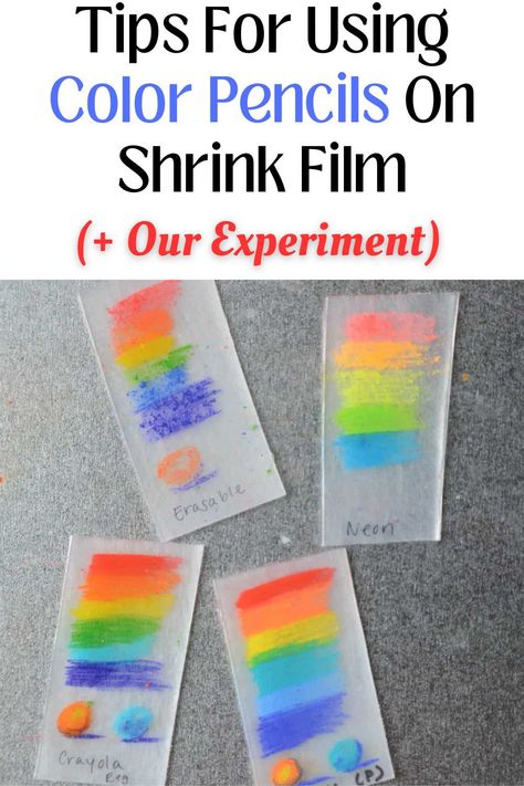 We are huge fans of shrink plastic crafts. From a cool notebook paper keepsake design to easy garden markers, we love seeing our plastic shrink in the oven to make cool magnets, charms and keychains.    We have found a love for all things shrinky recently. Get our tips and see the results for testing different colored pencils on shrink film plastic. Shrinky Dink Tips, Shrink Art Keychain, Shrinking Plastic Ideas, Shrink Art Templates, Shrink Plastic Keychain Ideas, Shrinking Paper Ideas, Shrink Paper Crafts, Diy Crafty Gifts, Shrink Film Ideas