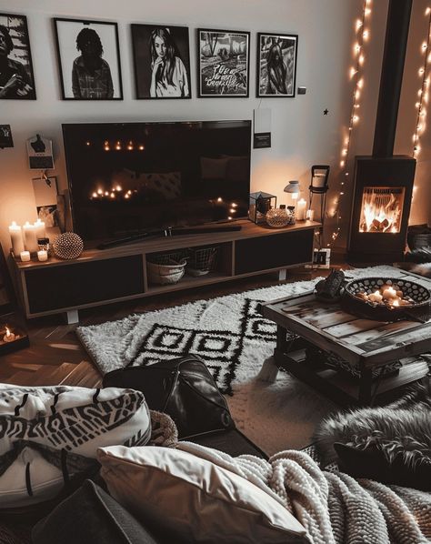 37 Boho Living Room Ideas (Inspirational Photo List) Dark Boho Living Room, Dark Living Rooms, Apartment Living Room Design, Dark Home Decor, Inspire Me Home Decor, Dark Home, Stylish Living Room, Apartment Decor Inspiration, Future Apartment