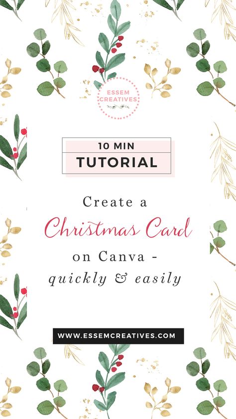 Create a Christmas Card with Photo Online for Free | Would you like to create a lovely Christmas Photo Card for your family using only free software? Would you like to do this quickly & easily, while still getting professional looking results? Click to watch my quick 10 minute tutorial which you can follow to design your own watercolour christmas card this year! Click to see more>> #christmascard #canva #canvatutorial #holidaygreetings #christmas2019 #christmas2020 Christmas E Cards Design, Canva Christmas Card Ideas, Digital Christmas Cards Design, Canva Christmas Cards, Christmas Card Inspiration Photo, Christmas Card Templates Free Printable, Free Christmas Card Template, Online Christmas Card, Free Christmas Card