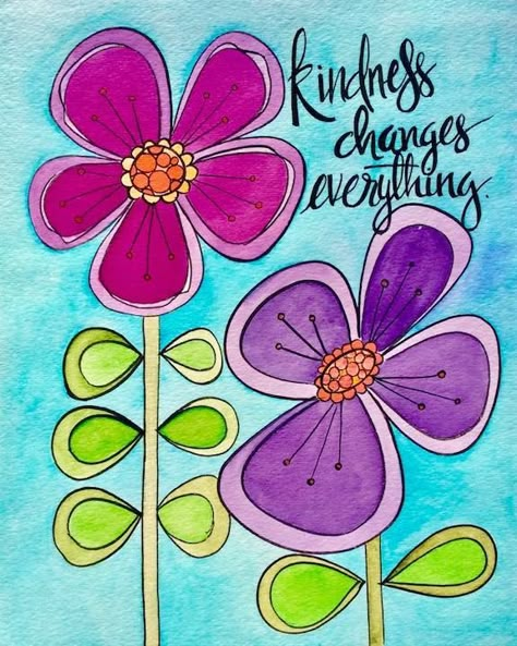 Kindness changes everything. Whimsy Art Animals, Whimsical Art Paintings Bright Colors, Whimsical Butterfly Art, Whimsy Art Ideas, Whimsical Art Flowers, 2024 Doodle, Whimsical Art Animals, Whimsical Art Illustrations, Whimsical Art Drawings