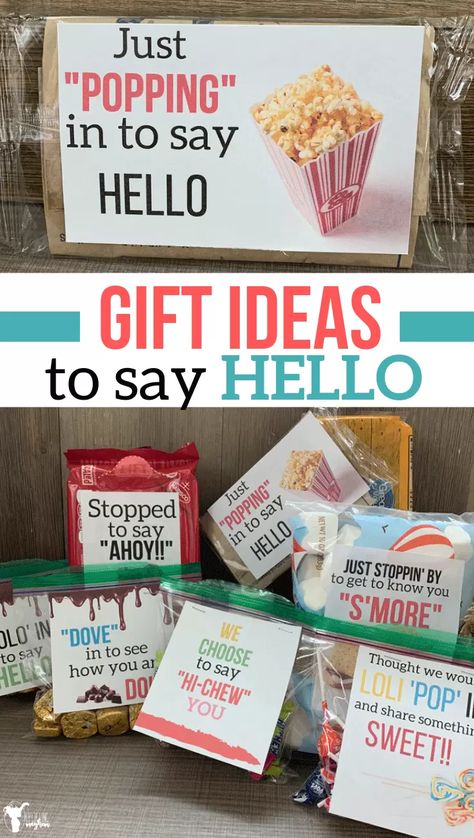 Looking for a gift that is sweet and easy!! Here are a bunch of fun gift ideas to say hello to a friend, neighbor or even to introduce yourself to a complete stranger!! Free Printables for you to print and use Braid Hairstyle Tutorial, New Neighbor Gifts, Hello Gift, Half Braid, Secret Pal, Marketing Gift, Secret Sisters, Visiting Teaching, Employee Appreciation Gifts