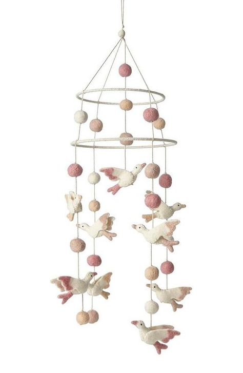 Pehr Pink Birds Wool Mobile Wool Mobile, Feather Mobile, Cheap Beach Decor, Cheap Rustic Decor, Pink Birds, Cheap Farmhouse Decor, Star Nursery, Birds Of A Feather, Pink Bird