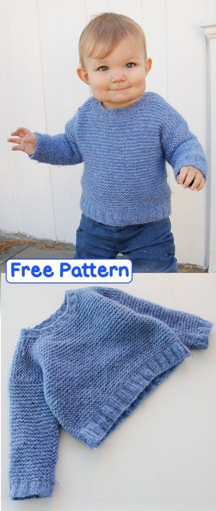 Free Knitting Pattern for an Easy Sweater for Babies and Children Easy Baby Knitting Patterns, Toddler Cardigan, Baby Cardigan Knitting Pattern Free, Baby Boy Knitting Patterns, Baby Sweater Patterns, Baby Sweater Knitting Pattern, Baby Boy Knitting, Knit Baby Sweaters, Baby Cardigan Knitting Pattern