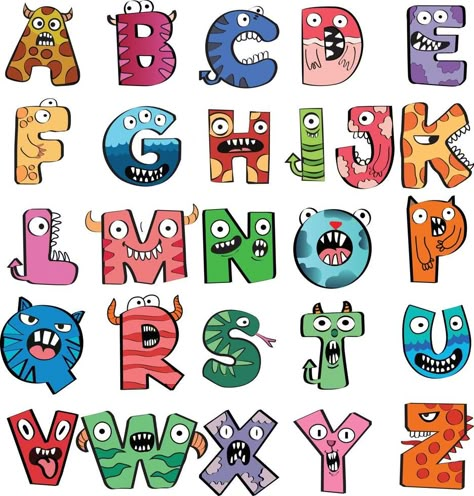 Cartoon Vector Illustration of Funny animals and monster Capital Letters Alphabet for Children Education Cartoon Calligraphy Alphabet, Ghost Alphabet Letters, Animal Fonts Alphabet, Letters As Characters, Letters Art Design, Abc Drawing Letters, Funny Alphabet Letters, Cartoon Fonts Alphabet, Alphabet Cartoon Letters