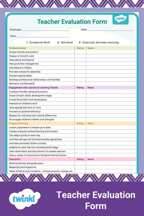 Teacher Evaluation Form Teaching, Teachers Evaluation Form, Preschool Teacher Evaluation Form Free, How To Be A Preschool Teacher, Teacher Assessment Ideas, Teacher Evaluation Form For Students, Preschool Teacher Evaluation Form, Teacher Evaluations By Principal, Teacher Observation Checklist