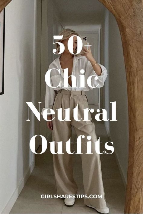 Neutral Colors Casual Outfits, Quiet Rich Outfit, Neutral Bag Outfit, Quiet Luxury Brunch Outfit, Brunch Classy Outfit, Neutral Color Winter Outfits, Neutral Elegant Outfit, Monochrome Beige Outfit, Quiet Luxury Moodboard