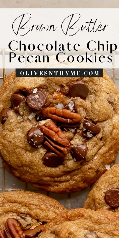 Chocolate Chip Pecan Cookies Recipe Brown Butter Chocolate Chip Pecan Cookies, Chocolate Chip Pecan Cookies Recipe, Butter Pecan Cookies Recipe, Chocolate Chip Cookies With Pecans, Chocolate Pecan Cookies, Cookies With Pecans, Pecan Chocolate Chip Cookies, Chocolate Chip Pecan Cookies, Cinnamon Roll Cookies