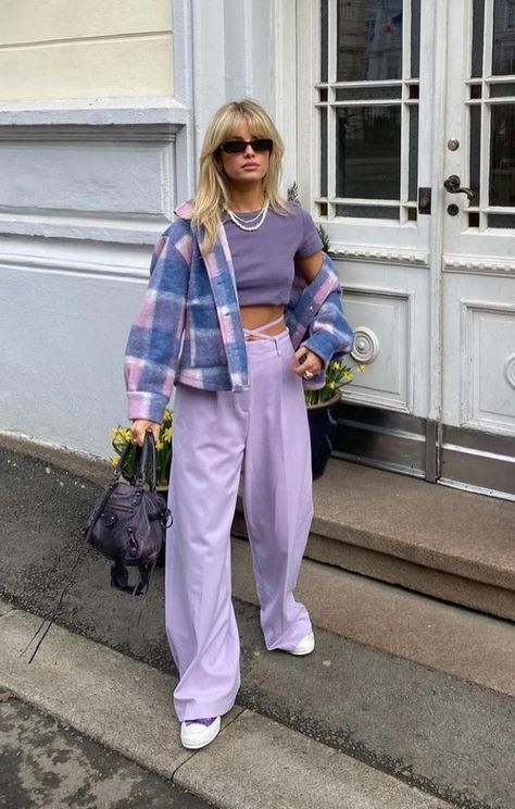 Harajuku Pants, Fashion Sweatpants, Joggers Streetwear, Purple Sweatpants, Baggy Joggers, Trousers Baggy, Streetwear Harajuku, Outfits Colorful, Knitted Pants