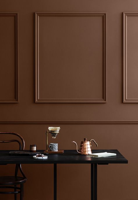 Eclectic Trends | Jotun Colors 2018 - Discover 'Rhythm of Life' - Eclectic Trends Contemporary Paint Colors, Jotun Paint, Brown Interiors, Jotun Lady, Scandinavian Style Home, Norwegian Wood, Wall Colour, Brown Walls, Dark Interiors