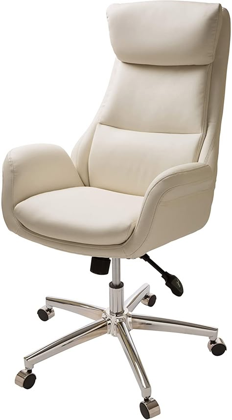 White Leather Office Chair, Comfy Office Chair, Contemporary Office Chairs, White Office Chair, Best Office Chair, Swivel Chair Desk, Study Chair, Office Chair Design, High Back Office Chair