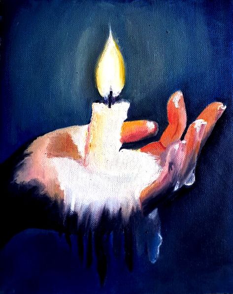 Candle Person Drawing, Realistic Candle Drawing, Candle Canvas Painting, Melting Painting, Candle Art Drawing, Abstract Candle Painting, Candle Oil Painting, Candle Painting Art, Oil Painting Candle