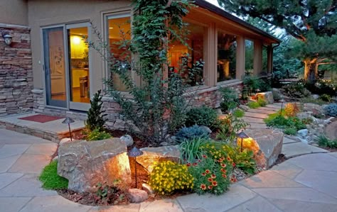 Mountain Landscaping, Colorado Landscaping, Acreage Landscaping, Rustic Landscaping, Front Landscape, Rustic Backyard, Rock Landscaping, Front Yard Ideas, Easy Landscaping