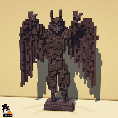 Minecraft Execution, Minecraft Nether Statue, Minecraft Gargoyle Statue, Gothic Buildings Minecraft, Demonic Minecraft Builds, Minecraft God Statue, Minecraft Dragon Fountain, Minecraft Evil Build, Dark Souls Minecraft