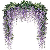 Check this out! Regency Party, Wisteria Garland, Outdoor Indoor Wedding, Wisteria Wedding, Wisteria Vine, Vine Garland, Party Event Ideas, Artificial Green Wall, Purple Wisteria