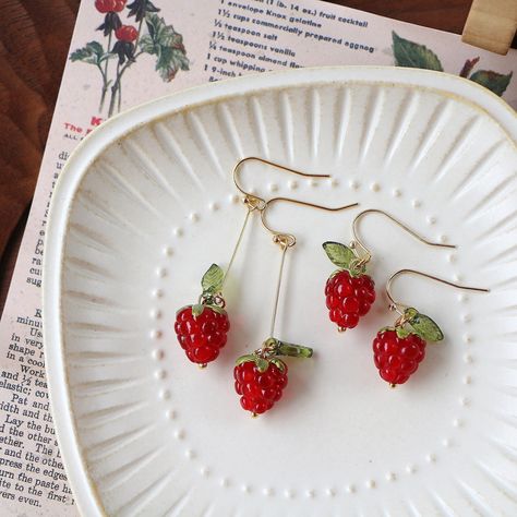 Raspberry Earrings, Berry Earrings, Fruit Earrings, Earrings Summer, Summer Earrings, Food Jewelry, Alloy Earrings, Cute Fruit, Summer Earring