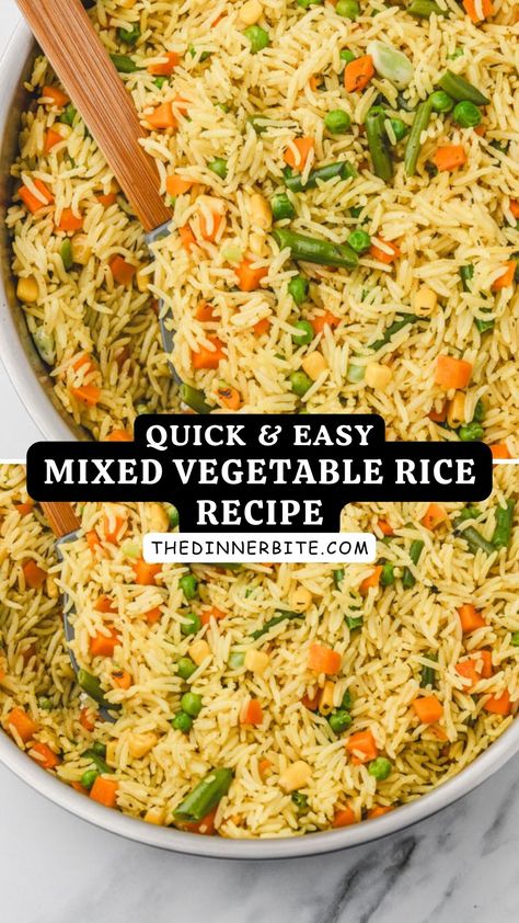 Explore the richness of our Mixed Vegetable Rice recipe; a harmonious blend of various vegetables cooked with Basmati rice. This Quick & Easy Mixed Vegetable Rice recipe promises a flavorful journey, packed with health benefits and bursting with freshness. Perfect for any occasion, this dish guarantees a feast of colors, textures, and flavors. Riced Vegetable Recipes, What To Make With Basmati Rice, Legume Rice Recipes, Rice And Veggie Side Dish, Healthy Flavored Rice Recipes, Rice Supper Recipes, Vegetable Brown Rice Recipes, Easy Rice And Vegetable Recipes, One Dish Rice Meals