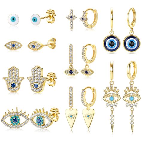 PRICES MAY VARY. 🧿9 Pairs Evil Eye Earring Set: These multipacks of earrings for women include 4 pairs of evil eye stud earrings and 5 pairs of evil eye hoop earrings. It combines the current popular stud earrings, huggie hoop earrings and dangle hoop earrings, which are simple, exquisite, classic and not easy to be outdated. It is great for worn separately or combined with other earrings to create a sense of hierarchy and add fashion temperament. 🧿Meaningful Design: The evil eye represents lu Evil Eye Hoop Earring, Amazon Earrings, Evil Eye Jewellery, Hoop Earring Set, Hoop Dangle Earrings, Meaningful Design, Dangle Hoop Earrings, Evil Eye Earrings, Heart Dangle Earrings