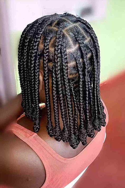 Neck-Length Traditional Knotless Bob Braids Latest Braid Styles, Latest Braided Hairstyles, Latest Hair Braids, Bob Braids Hairstyles, Short Box Braids Hairstyles, Short Box Braids, Bob Braids, Box Braids Hairstyles For Black Women, Braided Cornrow Hairstyles