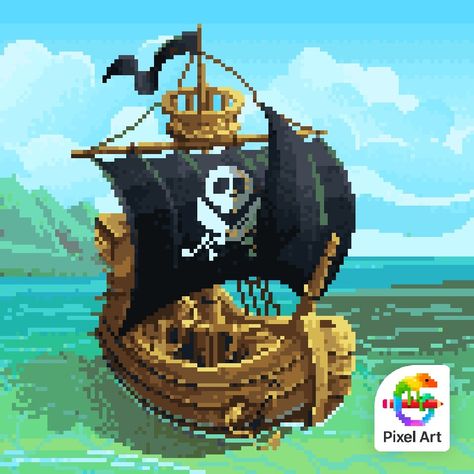 Pirate Stuff, Pirates Cove, Port Royal, Ship Drawing, Nft Marketplace, Pixel Art Games, Pixel Art Design, Goth Art, Home Libraries