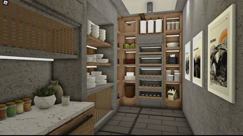 Bloxburg Modern Pantry, Modern Mansion Interior, Modern Desert Home, Paradise Valley Arizona, Home Pantry, Bloxburg Build Ideas, Roblox House, Victoria House, House Decorating Ideas Apartments