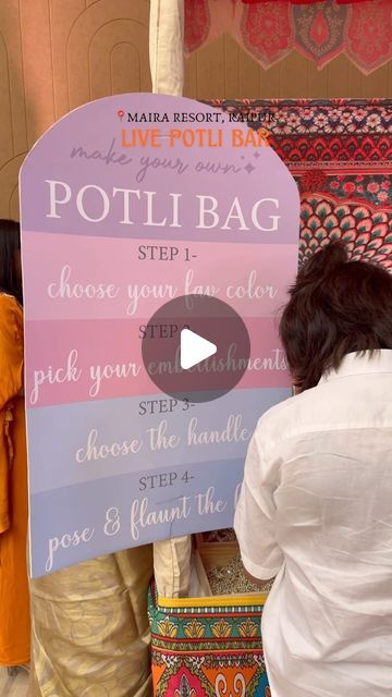 THE ART BAR on Instagram: "What a successful live event this one was!🥳  The guests had a blast choosing from their fav colors, and making their own unique potli with a variety of embellishments that we had to offer! We also give handle options for them to pick from.   We pack each potli in a bag, so that its convenient for the guest to carry & add a message tag to each for a complete gifting experience✨  It’s time to say goodbye to boring wedding gifts, instead gift your guests an unforgettable DIY experience with our LIVE POTLI BAR🧿  DM for details." Exhibition Stall, Art Bar, Potli Bags, Punjabi Wedding, Diy Set, To Say Goodbye, The Guest, Wedding Bar, Having A Blast