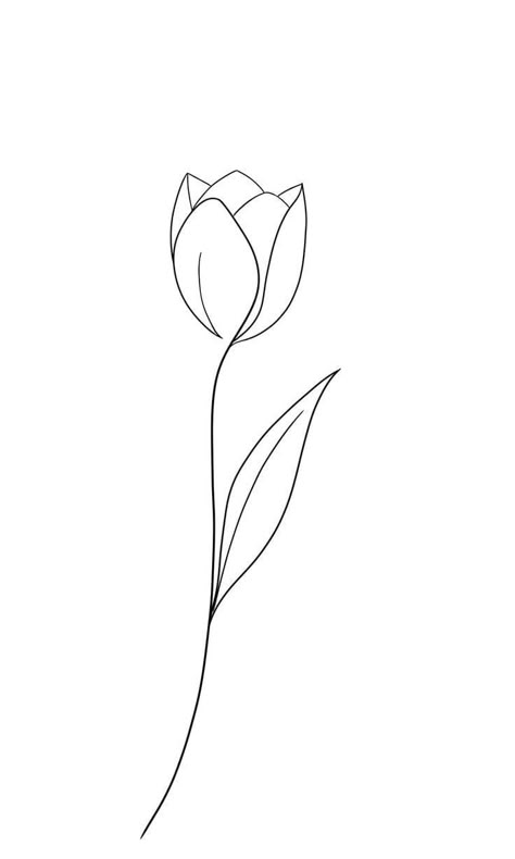 Simple One Line Tattoo, Simple Tulip Drawing, Tulip Line Drawing, Tulip Outline, Tulip Line Art, Tulip Drawing, Tulip Tattoo, Nerd Tattoo, Laser Removal