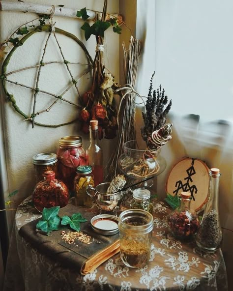 Norse Witch, Witchy Room, Witchcraft Magic, Witchcraft Altar, Witch Room, Wiccan Decor, Witches Altar, Wiccan Altar, Pagan Altar