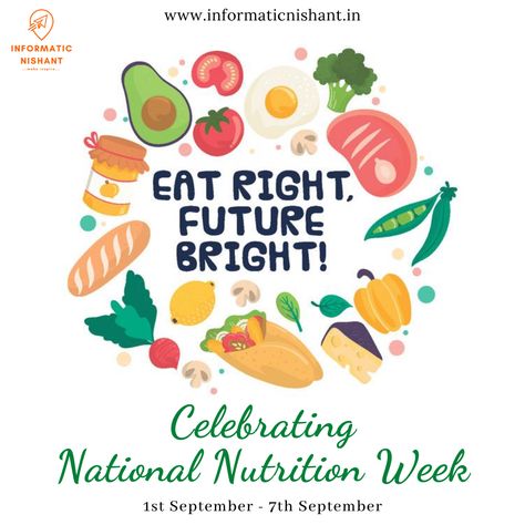 People celebrate National Nutrition Week from 1st September to 7th September every yearto spread awareness about this importance. Slogan About Nutrition, Nutrition Month Slogan, Nutrition Stickers, Hari Gizi, National Nutrition Week, Healthy Eating Posters, Healthy Food Art, Nutrition Poster, National Nutrition Month