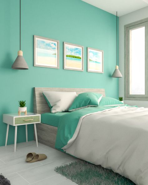 Teal Bedroom Designs, Teal And Gray Bedroom, Room Color Ideas Bedroom, Teal Bedroom Decor, Beautiful Bedroom Colors, Room Color Combination, Wall Color Combination, Grey Bedroom Decor, Bedroom Color Combination