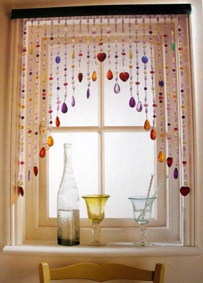 curtains and window treatments | All of these are completely fabulous! Please share any marvelous ... Tiny Curtains, Kattokruunu Diy, Bead Curtains, Beaded Curtain, Decor Ikea, Salon Interior Design, Deco Boheme, Beaded Curtains, Boho Dekor