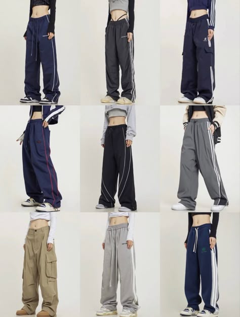 Y2k Baggy Pants For Streetwear, Blue Jeans Outfit Aesthetic, Acubi Pants, Y2k Track Pants, Acubi Sweat Pants, Kpop Concert Fits, Grunge Wide-leg Parachute Pants For Streetwear, Y2k Full-length Baggy Pants, Acubi Fashion Blue Jeans