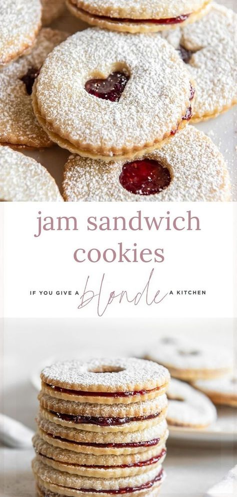 Christmas Sandwiches, Christmas Cookies Packaging, Cookie Sandwich Recipes, Jam Sandwich, Easy Jam, Jelly Cookies, Pinwheel Cookies, Cookie Platter, Dessert Platter