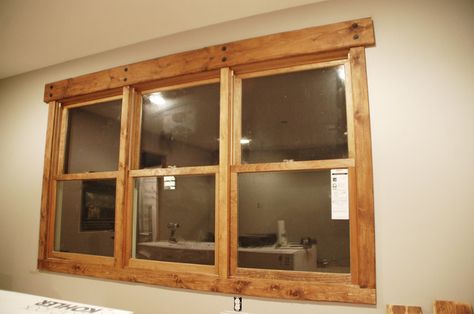 Cheap DIY window trim- THIS IS EXACTLY THE TYPE OF WOODWORK I ALWAYS PICTURED IN MY BARN LOFT. Wood Window Trim, Farmhouse Window Trim, Painting Wood Trim, Diy Window Trim, Interior Window Trim, Door Indoor, Window Trim Exterior, Window Casing, Rustic Window