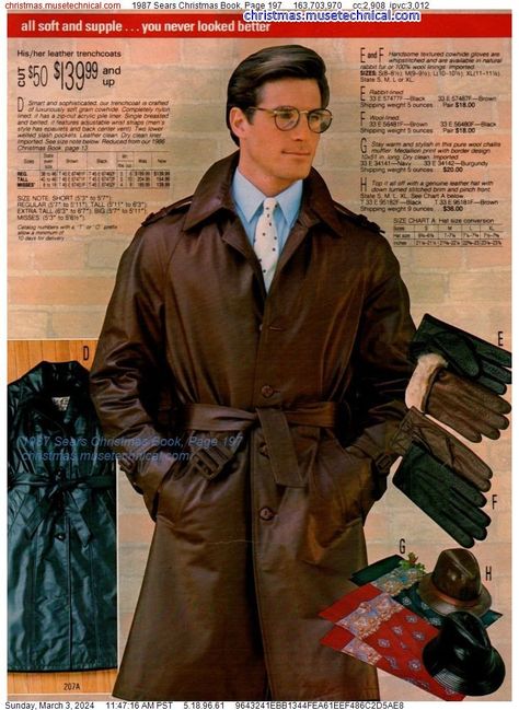 1987 Sears Christmas Book, Page 197 - Catalogs & Wishbooks 1980s Fashion Men, 1980s Mens Fashion, 90s Men Fashion, Mens Leather Blazer, Christmas Outfit Men, 1980s Men, 80s Fashion Men, 80s Men, Sears Catalog